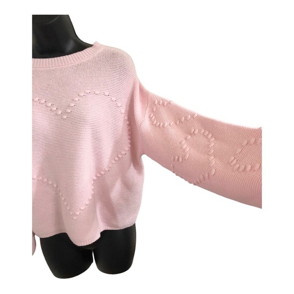 Jessica Simpson baby pink heart shaped dot embroidered sweater size medium new - Picture 6 of 13